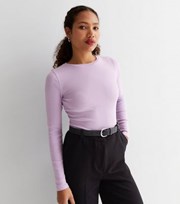 New Look Lilac Ribbed Crew Neck Long Sleeve Bodysuit
